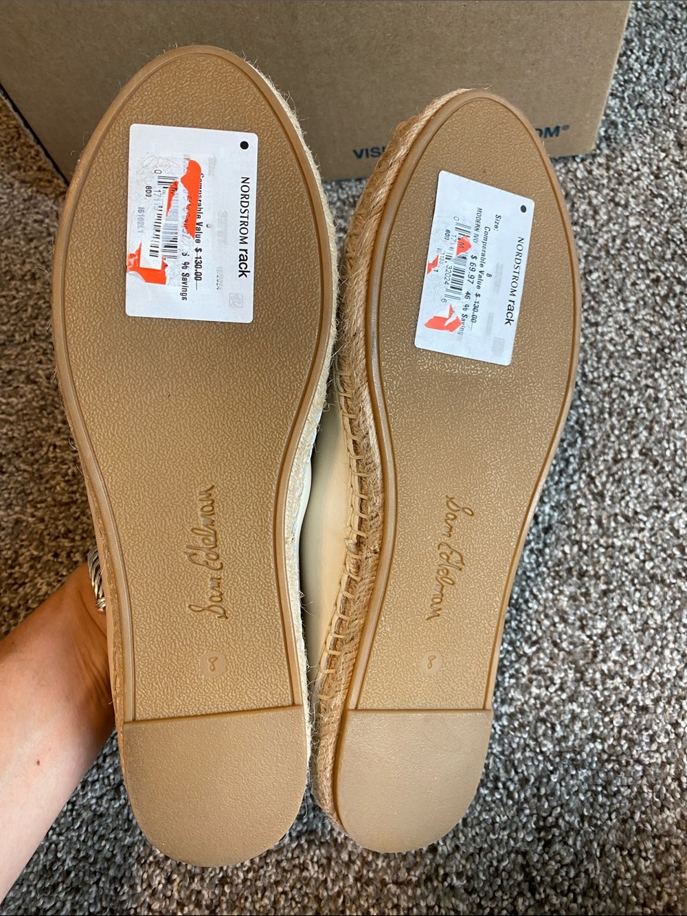 Sam Edelman Cream Leather Espadrille Loafers - Picture 10 of 10